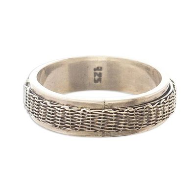 Alternate image for Basketweave Sterling Silver Spinner Ring Wicker Basket