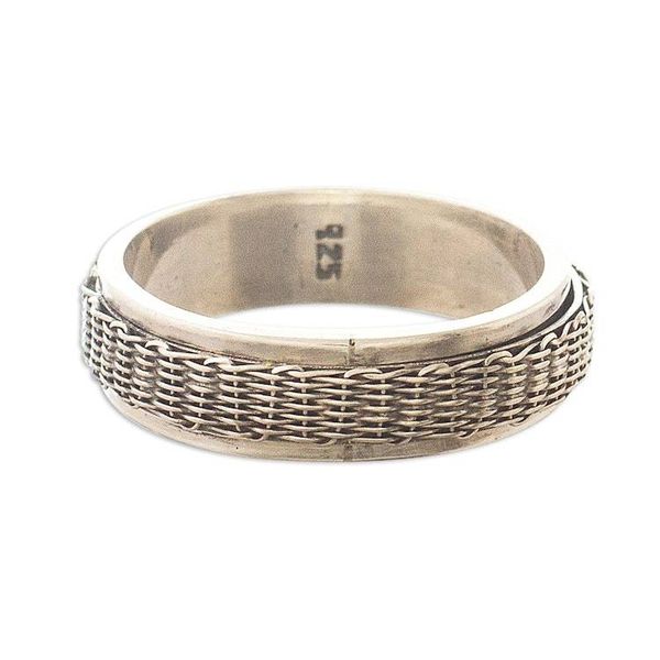 Alternate image for Basketweave Sterling Silver Spinner Ring Wicker Basket