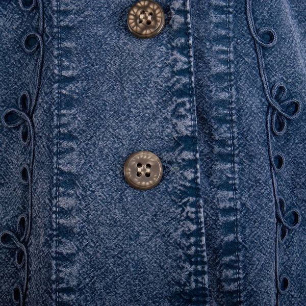 Alternate image for Cotton Jacket with Floral Embroidery in Midnight Blue Shade Andean Fields in Blue