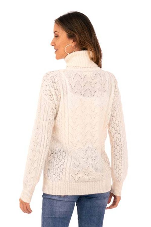 Alternate image for Cable Knit Turtle Neck Baby Alpaca Blend Pullover from Peru Warm Sweetness