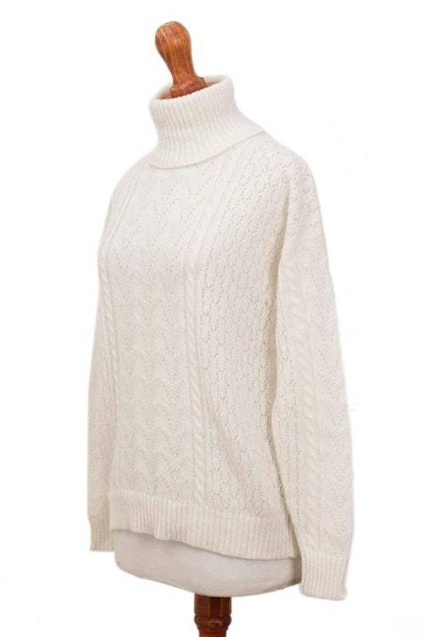 Alternate image for Cable Knit Turtle Neck Baby Alpaca Blend Pullover from Peru Warm Sweetness