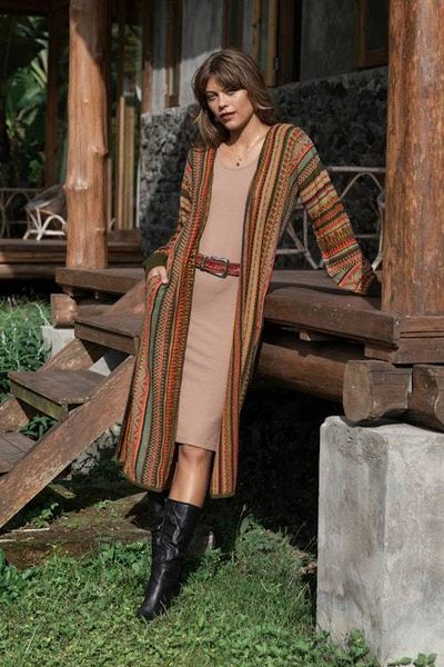 Alternate image for Classic Andean-Made Acrylic and Baby Alpaca Blend Kimono Highland Empire