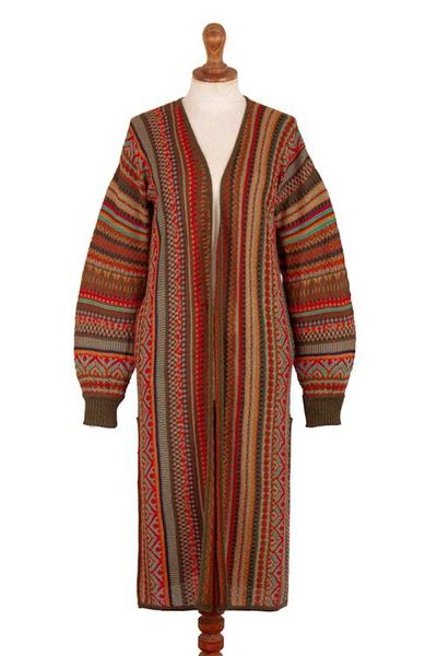 Alternate image for Classic Andean-Made Acrylic and Baby Alpaca Blend Kimono Highland Empire
