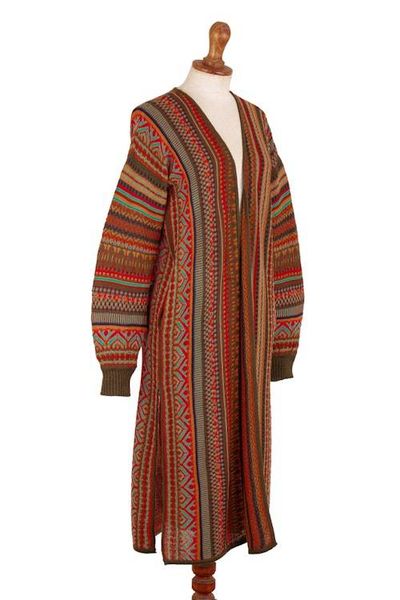 Alternate image for Classic Andean-Made Acrylic and Baby Alpaca Blend Kimono Highland Empire