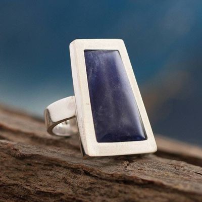 Primary image for Unique Peruvian Silver and Sodalite Cocktail Ring Gate to the Sky