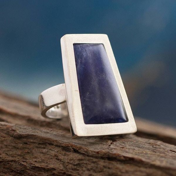 Alternate image for Unique Peruvian Silver and Sodalite Cocktail Ring Gate to the Sky