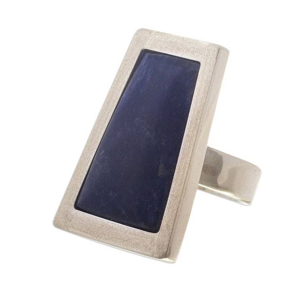 Alternate image for Unique Peruvian Silver and Sodalite Cocktail Ring Gate to the Sky