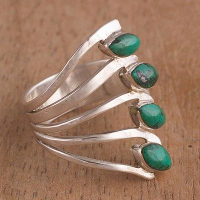 Alternate image for Chrysocolla and 950 Silver Leaf Multi Stone Ring from Peru Radiant Leaves