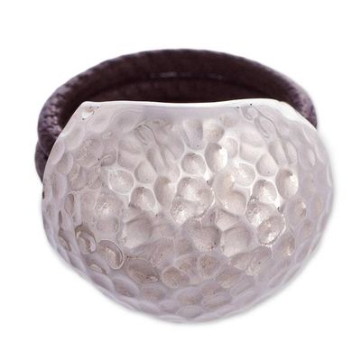 Alternate image for Handmade Leather Silver Designer Ring Armor Shell