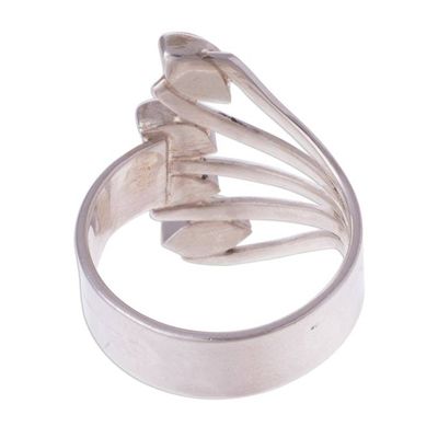 Alternate image for 950 Silver and Onyx Multi-Stone Cocktail Ring from Peru Radiant Leaves