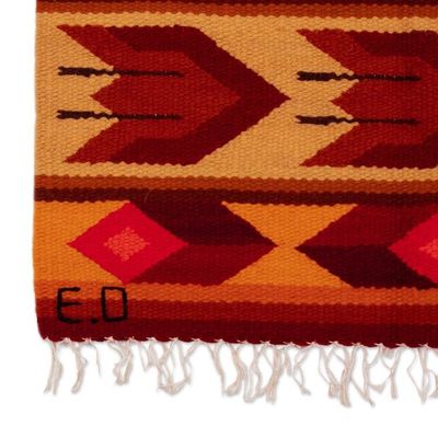 Alternate image for Geometric Patterned Handloomed Wool Area Rug in Red 2x3 Vicus