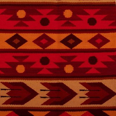 Alternate image for Geometric Patterned Handloomed Wool Area Rug in Red 2x3 Vicus