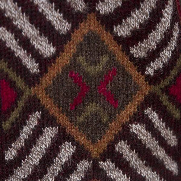 Alternate image for 100 Alpaca Brown Cardigan Sweater with Diamond Motif Incan Argyle