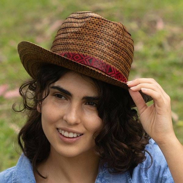 Alternate image for Brown Unisex Natural Fiber Fedora Memories of Home