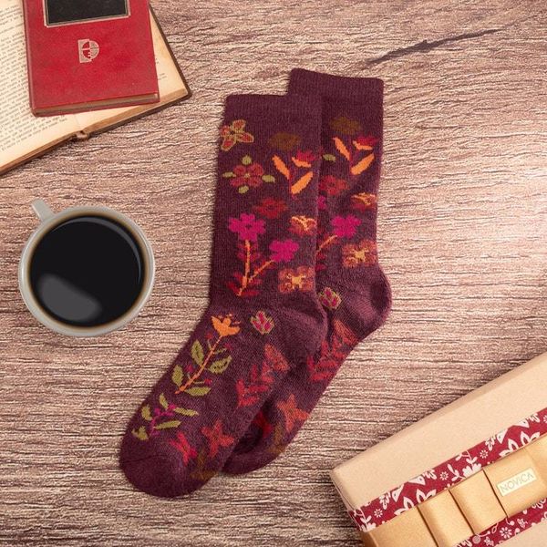 Alternate image for Alpaca Blend Floral Socks from Peru Cozy Chic