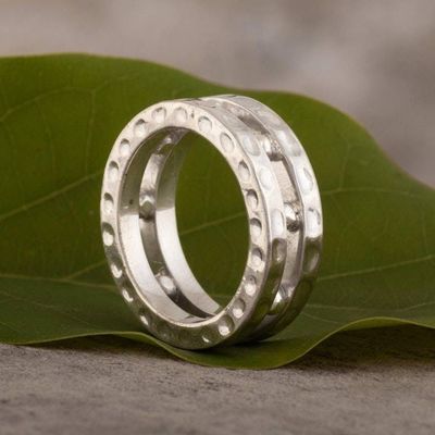 Primary image for Mens Sterling Silver Band Ring from Peru Gleaming Thor