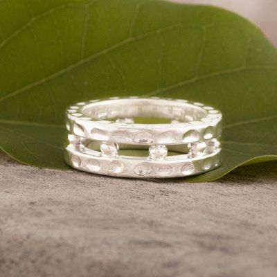 Alternate image for Mens Sterling Silver Band Ring from Peru Gleaming Thor
