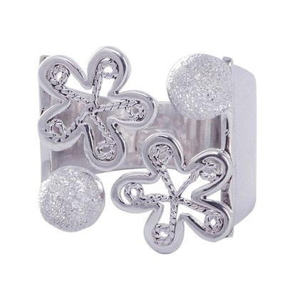 Alternate image for Sterling Silver Artisan Crafted Wide Floral Wrap Ring Flowers of Rimac