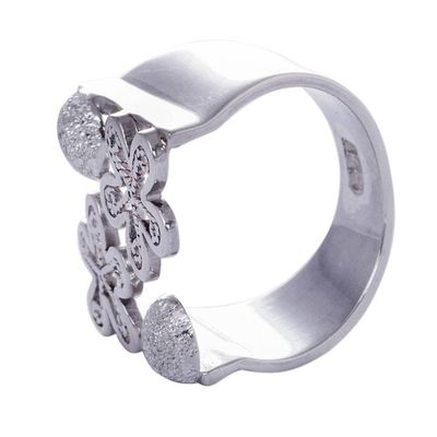 Alternate image for Sterling Silver Artisan Crafted Wide Floral Wrap Ring Flowers of Rimac