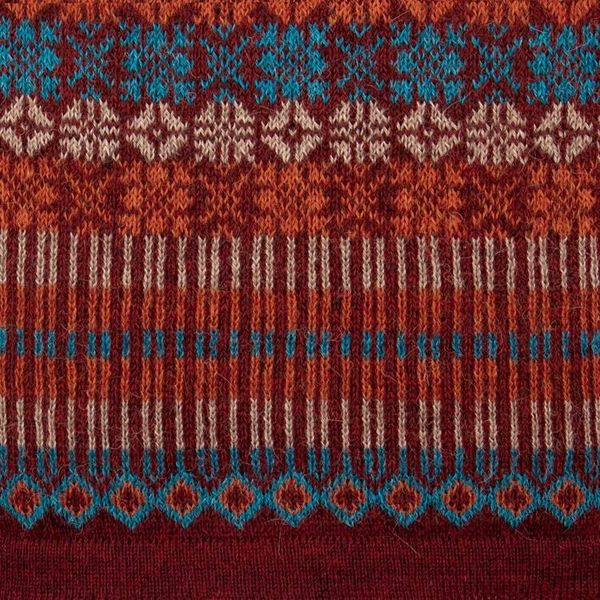 Alternate image for Mosaic-Patterned Red 100 Alpaca Cardigan Sweater from Peru Andean Mosaic