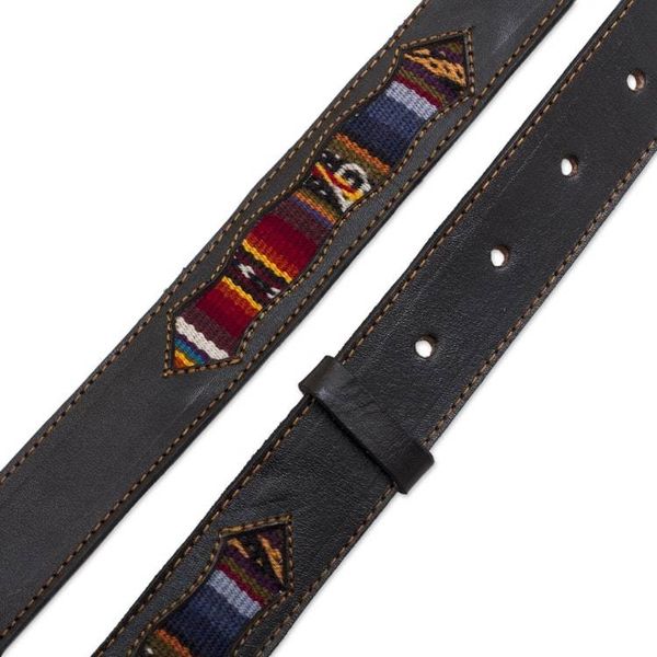 Alternate image for Leather Belt with Andean Wool Accents Cusco Heritage
