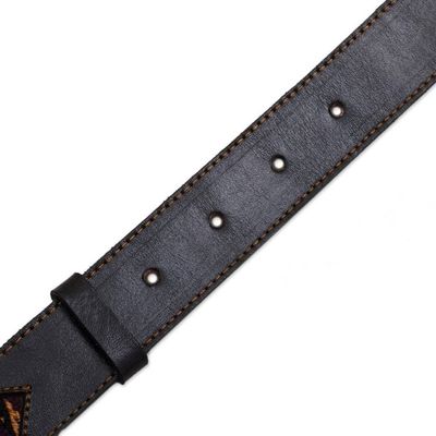 Alternate image for Leather Belt with Andean Wool Accents Cusco Heritage