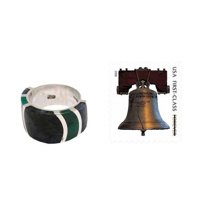 Alternate image for Sterling Silver Band Chrysocolla Sodalite Ring from Peru Moche Princess