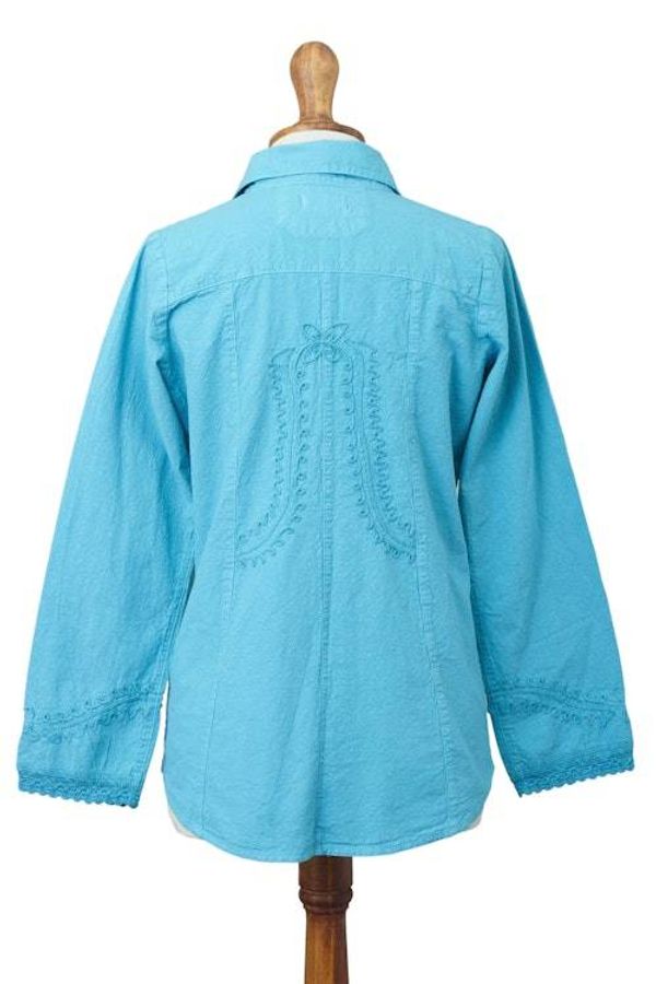 Alternate image for Turquoise Cotton Button-Up Blouse Lily of the Incas in Turquoise