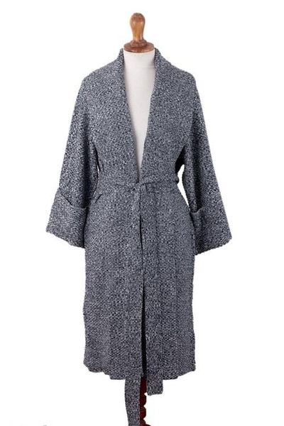 Alternate image for Navy and White Organic Cotton Blend Sweater Coat Constant Companion in Tweed