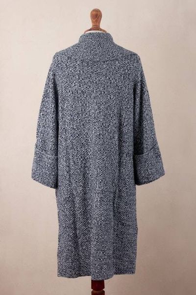 Alternate image for Navy and White Organic Cotton Blend Sweater Coat Constant Companion in Tweed