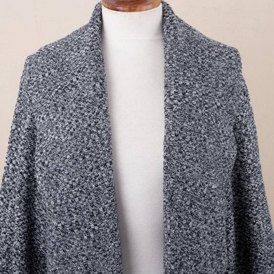 Alternate image for Navy and White Organic Cotton Blend Sweater Coat Constant Companion in Tweed