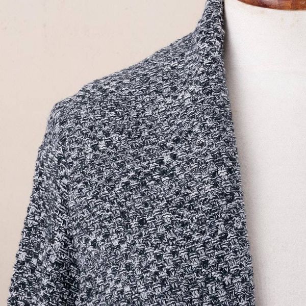 Alternate image for Navy and White Organic Cotton Blend Sweater Coat Constant Companion in Tweed