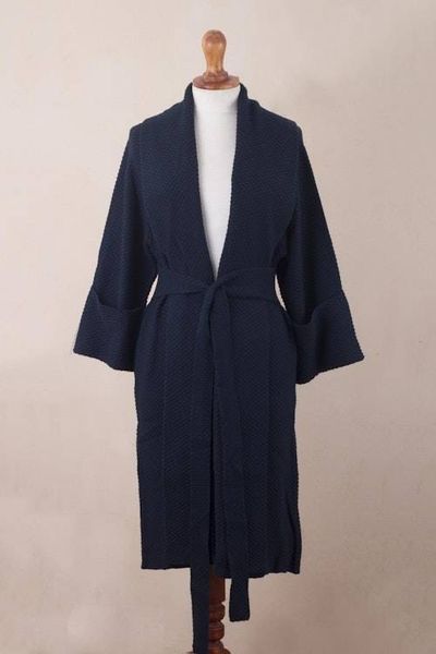 Alternate image for Navy Blue Organic Cotton and Baby Alpaca Sweater Constant Companion in Navy
