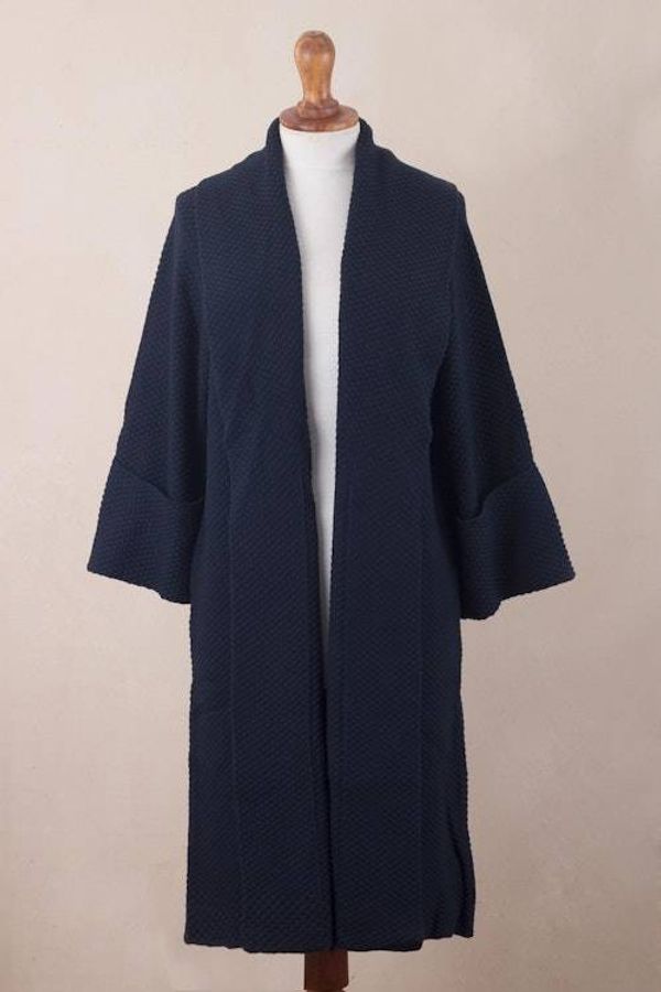 Alternate image for Navy Blue Organic Cotton and Baby Alpaca Sweater Constant Companion in Navy