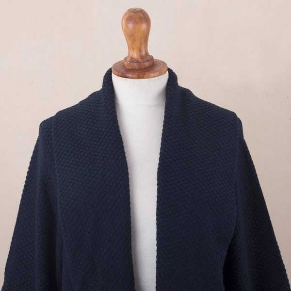 Alternate image for Navy Blue Organic Cotton and Baby Alpaca Sweater Constant Companion in Navy