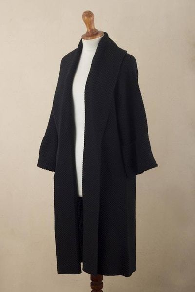 Alternate image for Knit Black Sweater Coat with Belt Constant Companion in Black