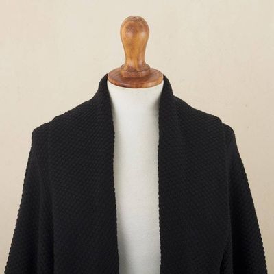 Alternate image for Knit Black Sweater Coat with Belt Constant Companion in Black