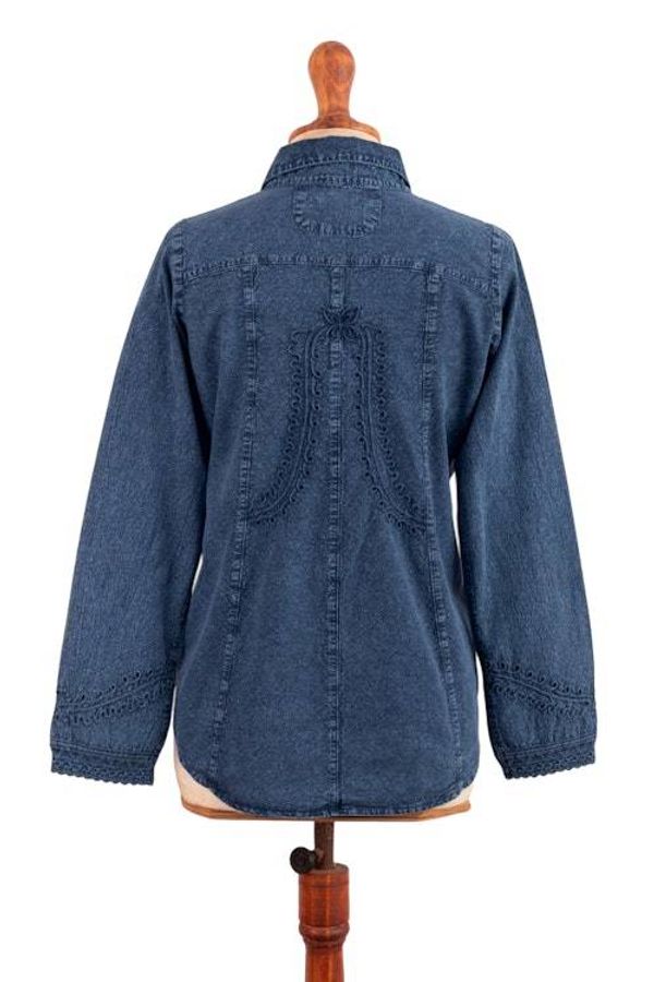 Alternate image for Lily of The Incas Button-Front Chambray Blue Blouse Lily of the Incas