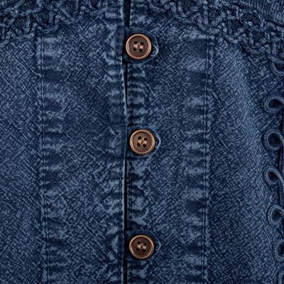 Alternate image for Lily of The Incas Button-Front Chambray Blue Blouse Lily of the Incas