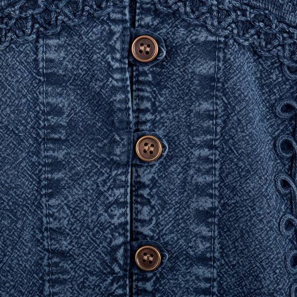 Alternate image for Lily of The Incas Button-Front Chambray Blue Blouse Lily of the Incas
