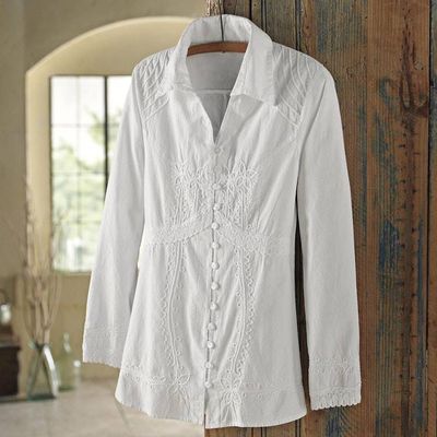 Alternate image for Lily of the Incas Button-front White Blouse Lily of the Incas