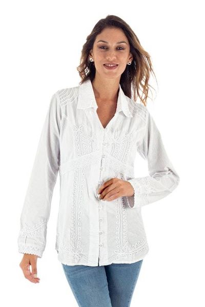 Alternate image for Lily of the Incas Button-front White Blouse Lily of the Incas