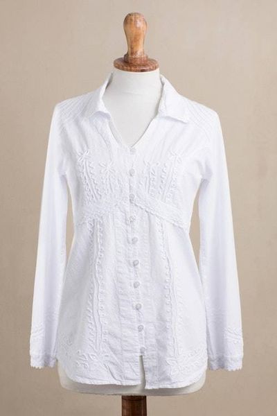 Alternate image for Lily of the Incas Button-front White Blouse Lily of the Incas