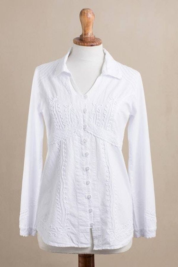 Alternate image for Lily of the Incas Button-front White Blouse Lily of the Incas