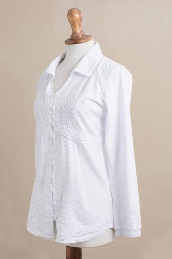 Alternate image for Lily of the Incas Button-front White Blouse Lily of the Incas