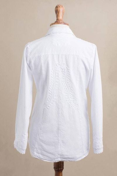 Alternate image for Lily of the Incas Button-front White Blouse Lily of the Incas