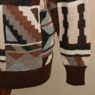 Alternate image for Mens Alpaca Pullover with Incan Tocapu Inspired Design Inca Tocapu