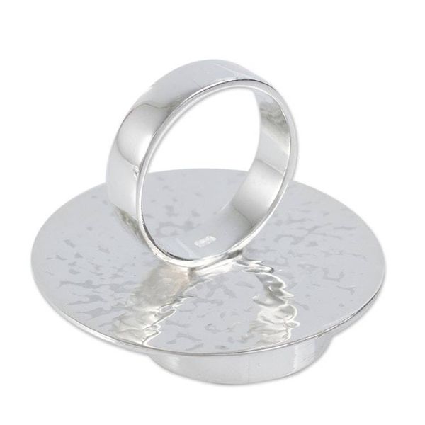Alternate image for Peruvian Textured Silver and Rose Quartz Statement Ring Andean Romance