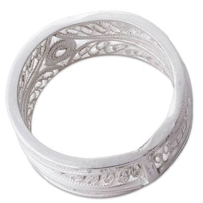 Alternate image for 950 Silver Ornate Filigree Band Ring from Peru Heart of the Star