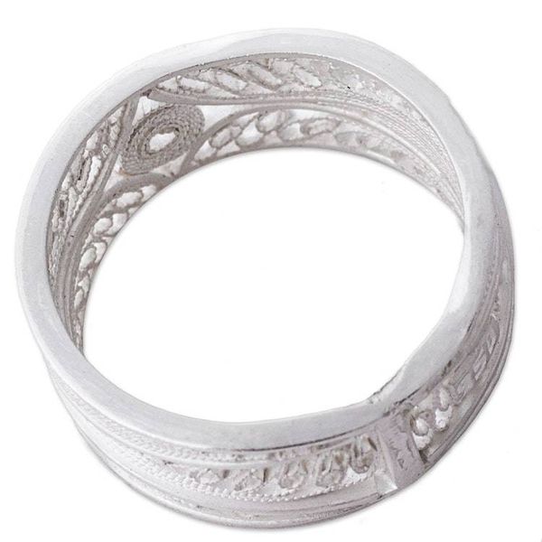 Alternate image for 950 Silver Ornate Filigree Band Ring from Peru Heart of the Star